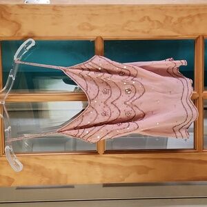 Silk cropped tank with beading